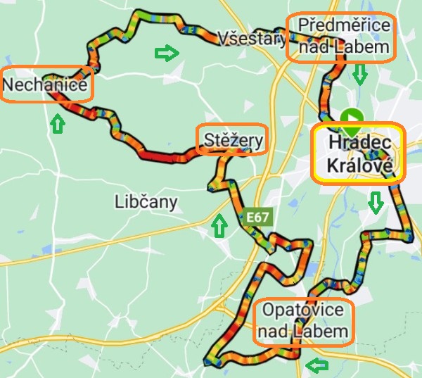 110  Trasa poutě - 73 km