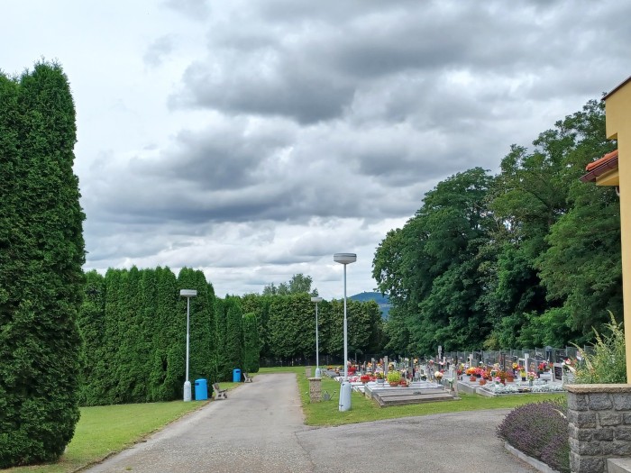 30  Hřbitov v pozadí s Blaníkem