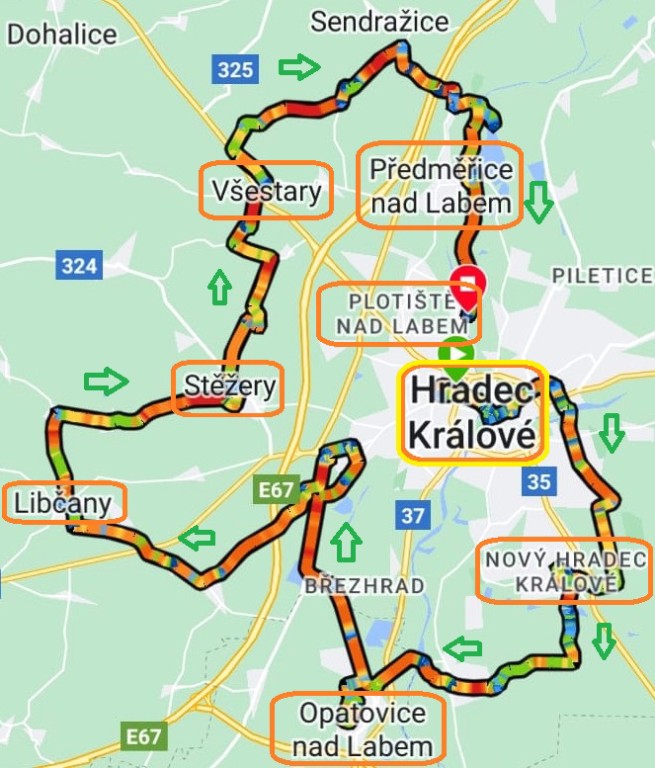 74  Trasa poutě - 71 km